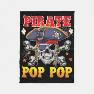 Pirate Pop-pop Skull Crossbones Halloween Costume  Fleece Blanket