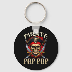 Pirate Pop Pop Skull Jolly Roger Halloween Pirate Keychain