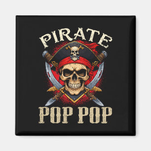 Pirate Pop Pop Skull Jolly Roger Halloween Pirate Magnet