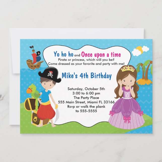 Pirate Princess Invitation Boy Birthday Party (Devant)