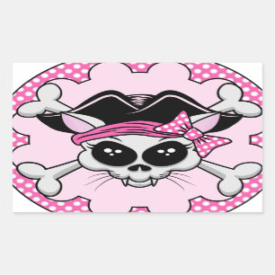 Pirate Princess Kitty Skull Sticker