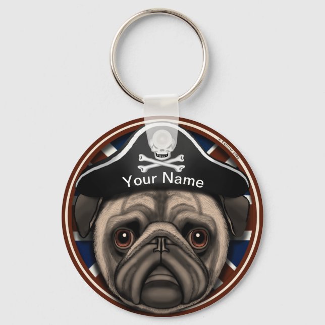 Pirate Pug Keychain (Front)