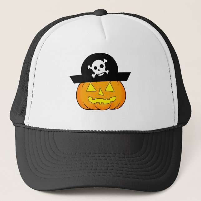 pirate pumpkin trucker hat (Front)