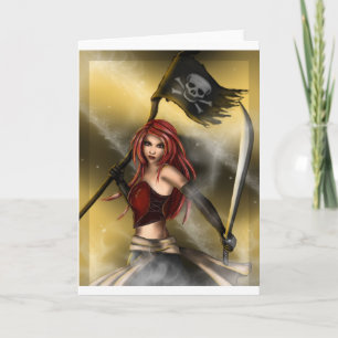 Pirate Queen with Flag Card