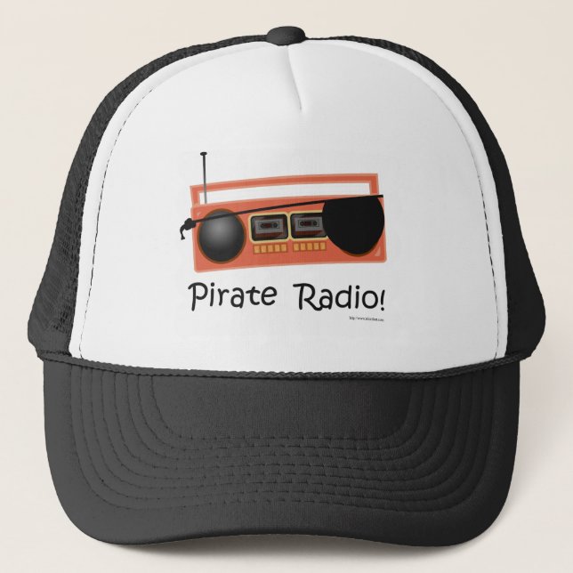 Pirate Radio Funny Music Cartoon Design Trucker Hat (Front)