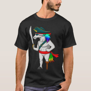 Pirate Rainbow Unicorn With Sword  Halloween Costu T-Shirt