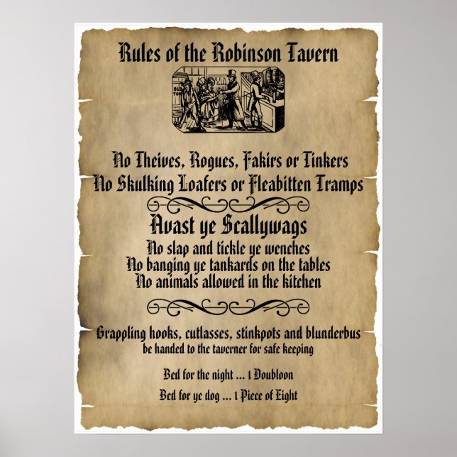 Pirate Rules of the Tavern Poster (Front)