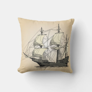 Pirate Sailing Ship Throw Pillow