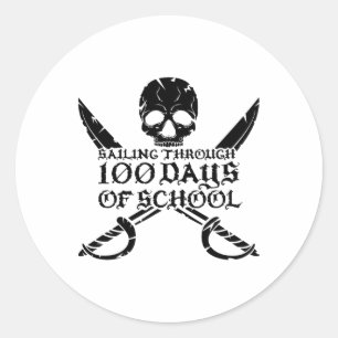 Pirate Sailing Through 100 Days Of School Boys Classic Round Sticker