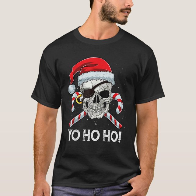 Pirate Santa  Christmas Boys Men Yo ho ho Xmas Gif T-Shirt (Front)