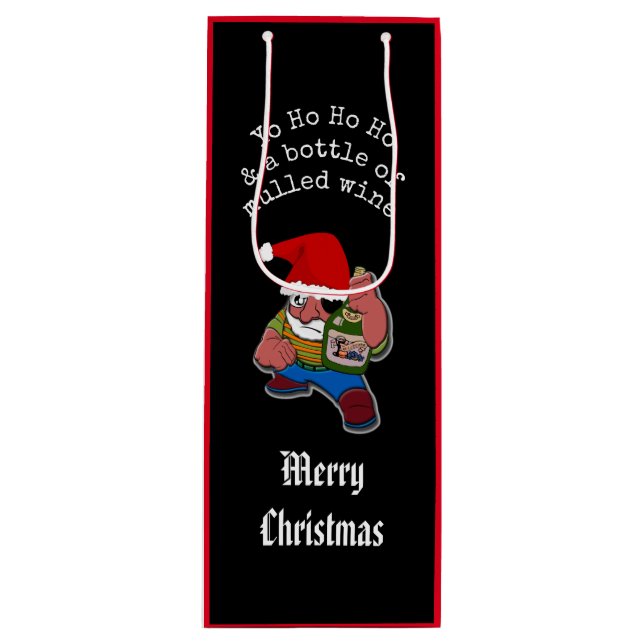 Pirate Santa Funny Mulled Wine Christmas Wine Gift Bag (Front)