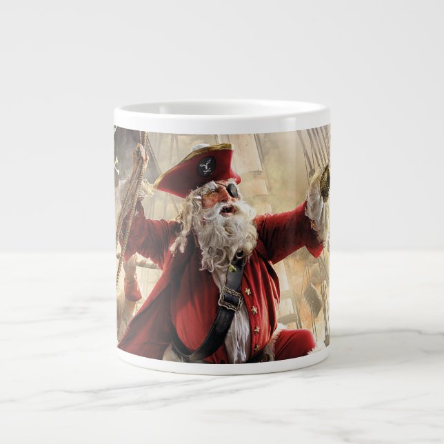 Pirate Santa Large Coffee Mug (Front)