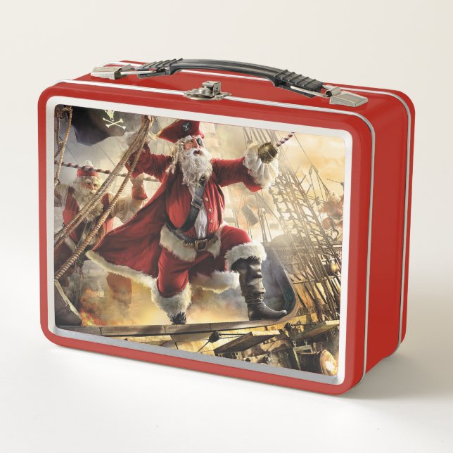 Pirate Santa Metal Lunch Box (Front)