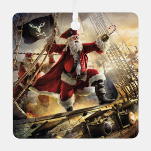 Pirate Santa Metal Ornament