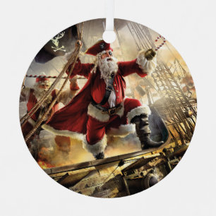 Pirate Santa Metal Ornament