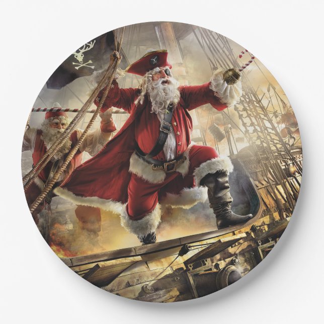 Pirate Santa Paper Plate (Front)