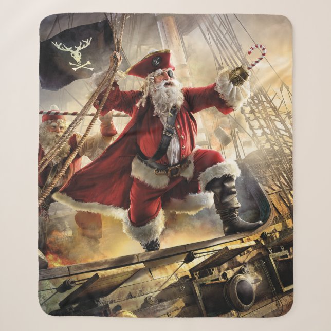Pirate Santa Sherpa Blanket (Front)