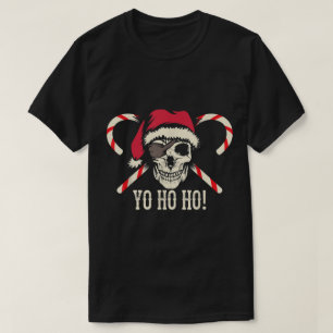 Pirate Santa Skull Yo Ho Ho Design T-Shirt