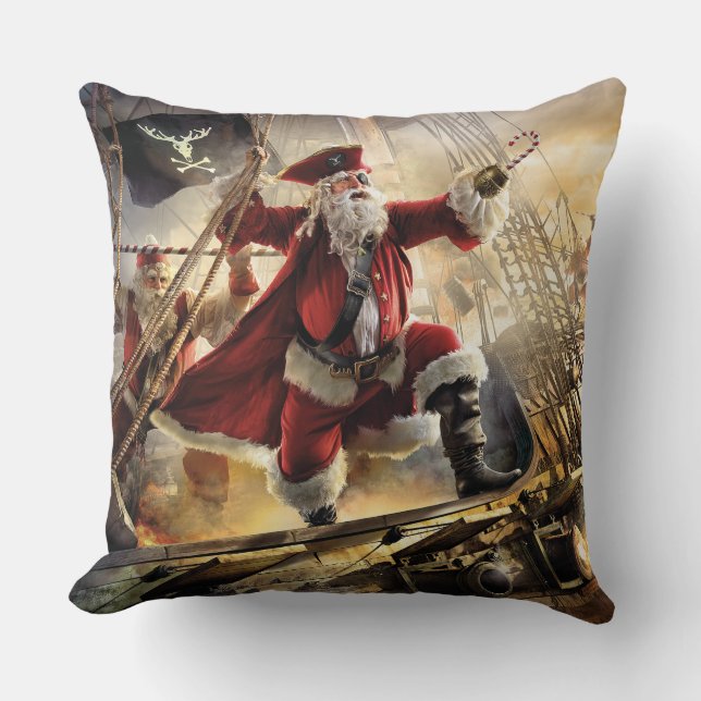 Pirate Santa Throw Pillow (Front)