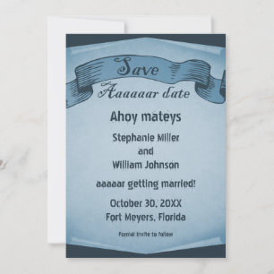 Pirate Scroll Save the Date Invite, Blue Invitation