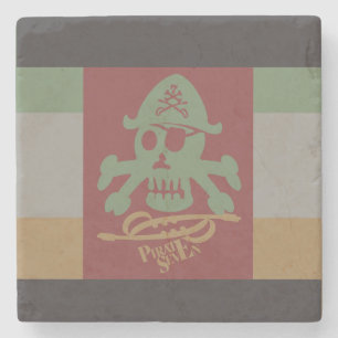 PIRATE SEVEN SKULL BY MASANSER PIXELAT STONE COASTER