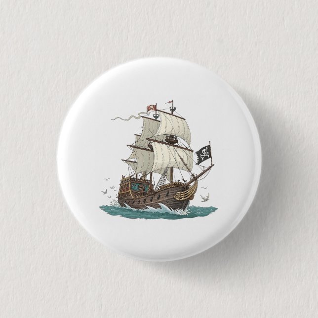 Pirate Ship 1 Inch Round Button (Front)