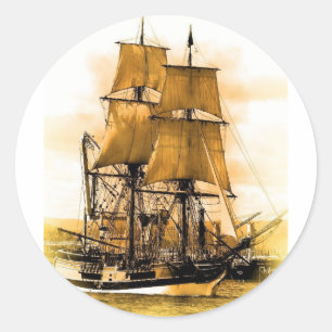 Pirate ship 2 Round Sticker, Glossy Classic Round Sticker