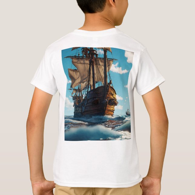 Pirate Ship Adventure 3D Animation T-Shirt (Back)