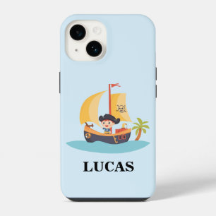 Pirate Ship Ahoy-Matey Kids Personalised  iPhone 14 Case