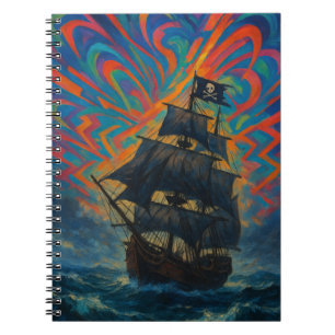 Pirate Ship Amidst Stormy Sea Notebook