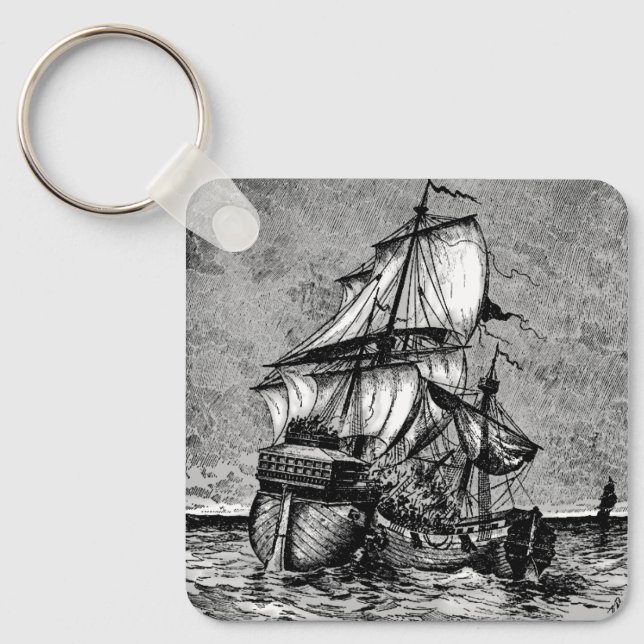 Pirate Ship and Galleon Keychain (Front)