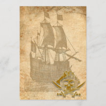 Pirate ship and skull invitation