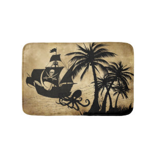 Pirate Ship At Sea Bath Mat