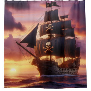 Pirate ship at sunrise/sunset 