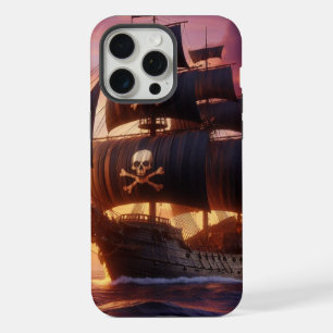 Pirate ship at sunrise/sunset iPhone 15 pro max case