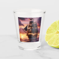 Pirate ship at sunrise/sunset