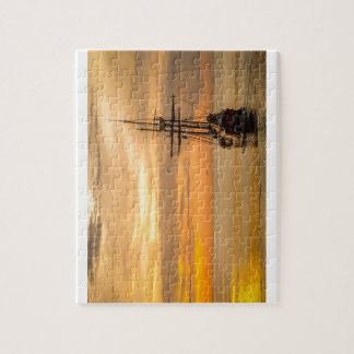 Pirate Ship At Sunset Jigsaw Puzzle