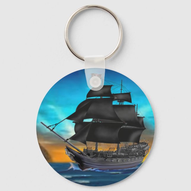 PIRATE SHIP AT SUNSET KEYCHAIN (Front)