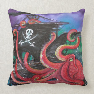 Pirate Ship Attack Throw Pillow