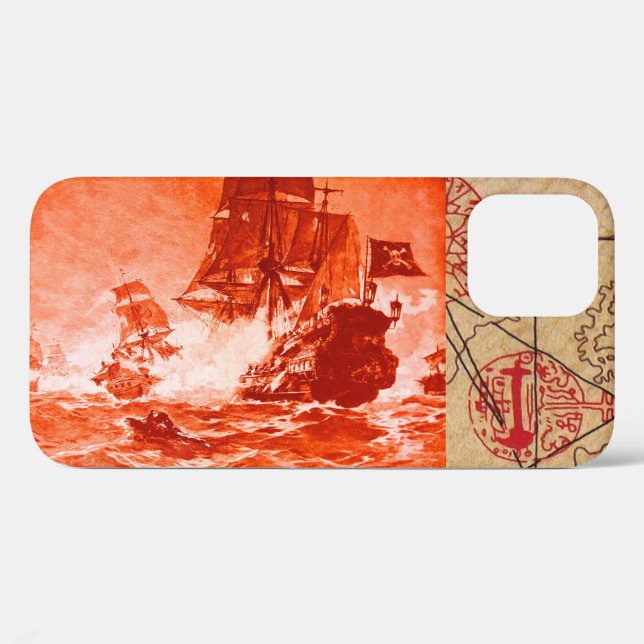 PIRATE SHIP BATTLE / ANTIQUE PIRATES TREASURE MAPS Case-Mate iPhone CASE (Back (Horizontal))
