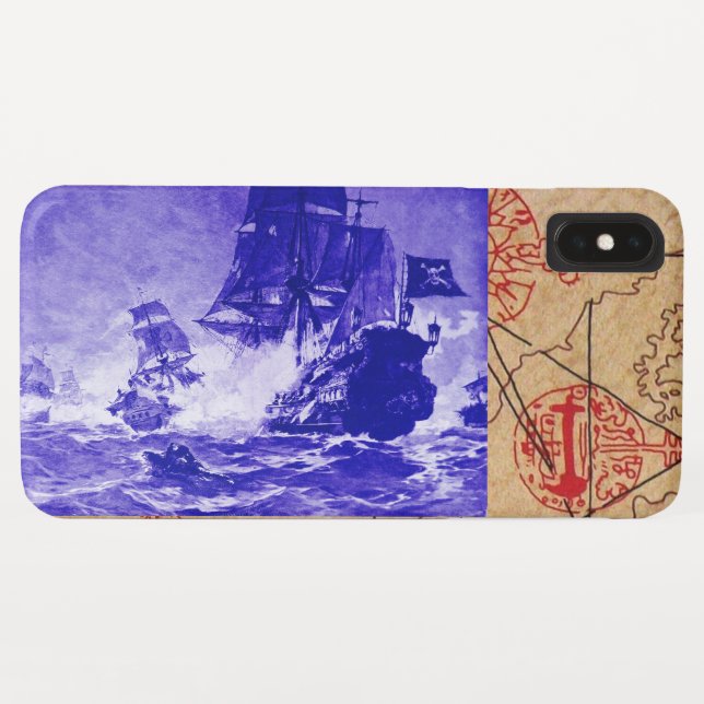 PIRATE SHIP BATTLE ANTIQUE PIRATES TREASURE MAPS Case-Mate iPhone CASE (Back (Horizontal))