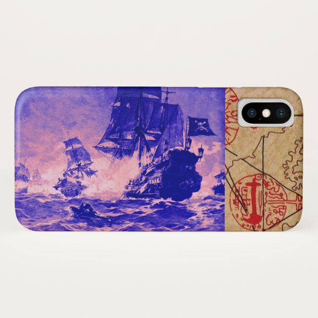 PIRATE SHIP BATTLE / ANTIQUE PIRATES TREASURE MAPS Case-Mate iPhone CASE (Back (Horizontal))