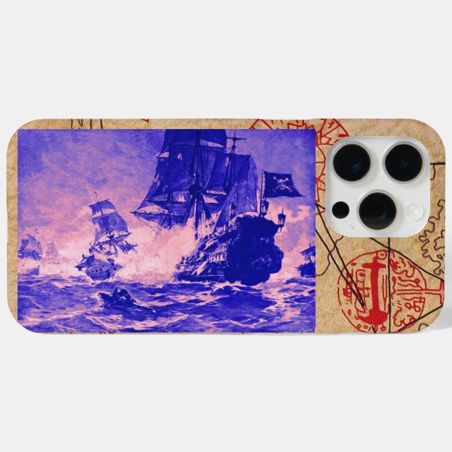 PIRATE SHIP BATTLE / ANTIQUE PIRATES TREASURE MAPS Case-Mate iPhone CASE (Back (Horizontal))