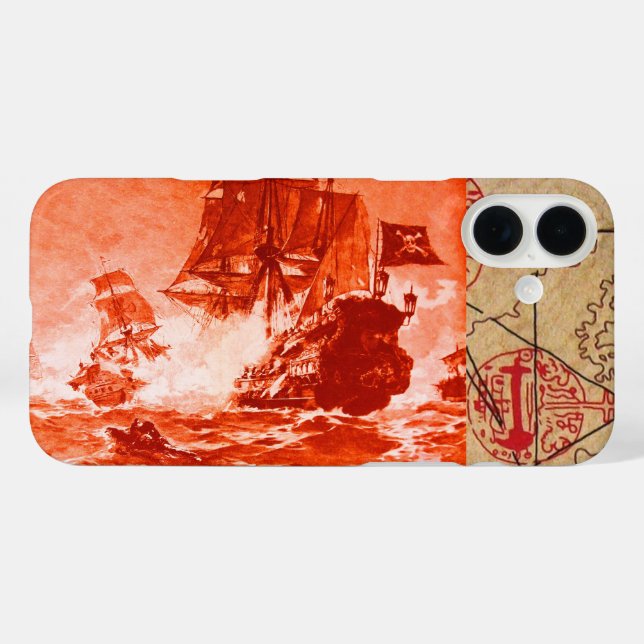 PIRATE SHIP BATTLE / ANTIQUE PIRATES TREASURE MAPS Case-Mate iPhone CASE (Back (Horizontal))
