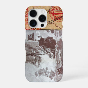 PIRATE SHIP BATTLE / ANTIQUE PIRATES TREASURE MAPS iPhone 16 PRO CASE