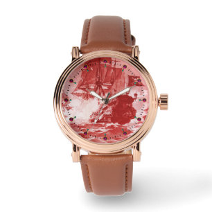 PIRATE SHIP BATTLE Antique Red White Nautical Watch