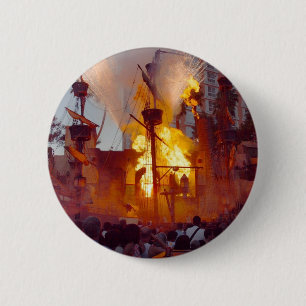 Pirate Ship Battle At Treasure Island In Vegas 2 Inch Round Button