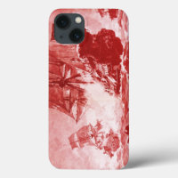 PIRATE SHIP BATTLE IN ANTIQUE RED