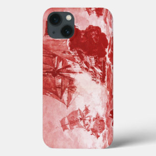 PIRATE SHIP BATTLE IN ANTIQUE RED iPhone 13 CASE