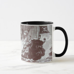 PIRATE SHIP BATTLE IN BLACK MUG